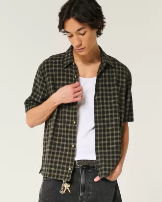 Boxy Short-Sleeve Plaid Shirt,Boxy Short-Sleeve Plaid Shirt Boxy Short-Sleeve Plaid Shirt,Boxy Short-Sleeve Plaid Shirt