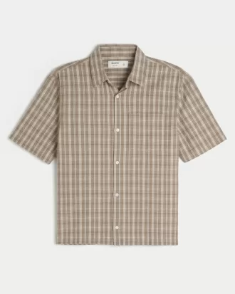 Boxy Short-Sleeve Plaid Shirt,Boxy Short-Sleeve Plaid Shirt Boxy Short-Sleeve Plaid Shirt,Boxy Short-Sleeve Plaid Shirt