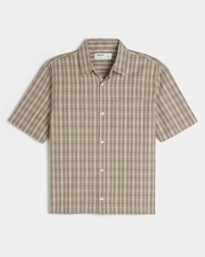 Boxy Short-Sleeve Plaid Shirt,Boxy Short-Sleeve Plaid Shirt Boxy Short-Sleeve Plaid Shirt,Boxy Short-Sleeve Plaid Shirt