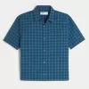 Boxy Short-Sleeve Plaid Shirt,Boxy Short-Sleeve Plaid Shirt Boxy Short-Sleeve Plaid Shirt,Boxy Short-Sleeve Plaid Shirt