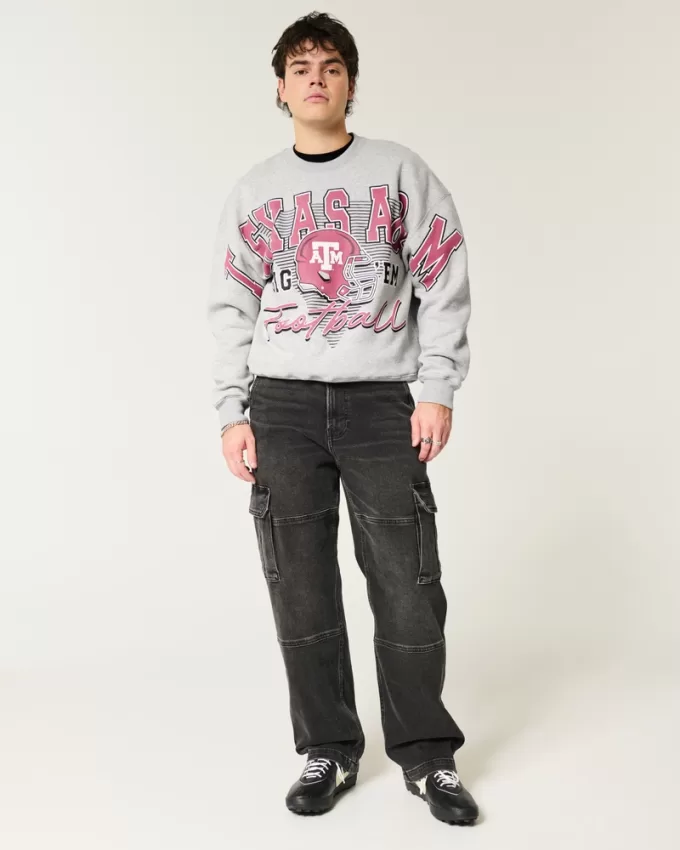 Boxy Texas A&M University Graphic Crew Sweatshirt,Boxy Texas A&M University Graphic Crew Sweatshirt