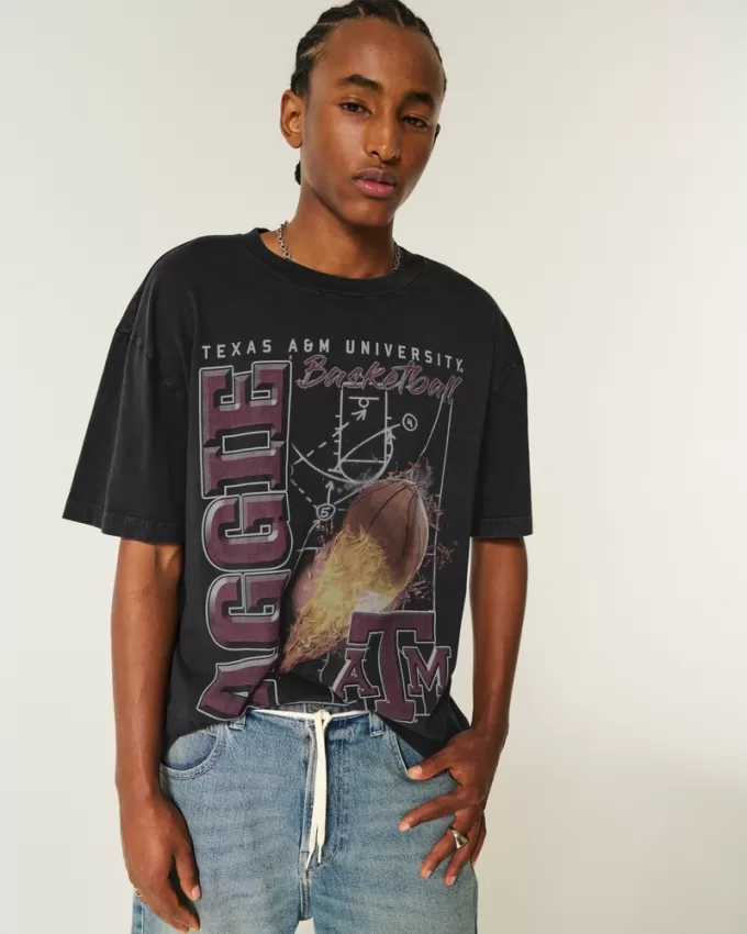 Boxy Texas A&M University Graphic Tee,Boxy Texas A&M University Graphic Tee