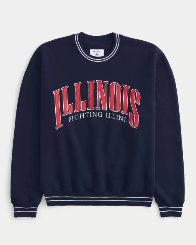 Boxy University of Illinois Fighting Illini Graphic Crew Sweatshirt,Boxy University of Illinois Fighting Illini Graphic Crew Sweatshirt Boxy University of Illinois Fighting Illini Graphic Crew Sweatshirt,Boxy University of Illinois Fighting Illini Graphic Crew Sweatshirt