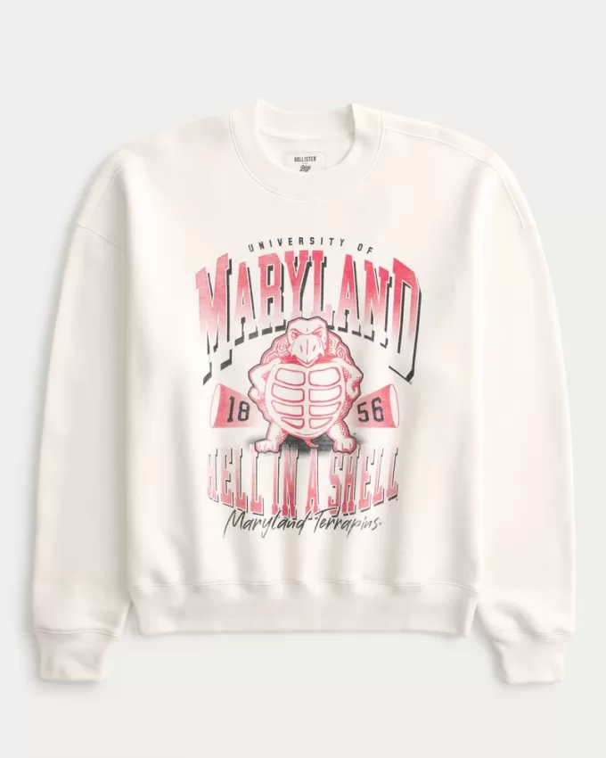 Boxy University of Maryland Graphic Crew Sweatshirt,Boxy University of Maryland Graphic Crew Sweatshirt Boxy University of Maryland Graphic Crew Sweatshirt,Boxy University of Maryland Graphic Crew Sweatshirt