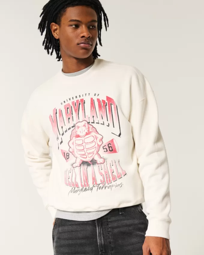 Boxy University of Maryland Graphic Crew Sweatshirt,Boxy University of Maryland Graphic Crew Sweatshirt Boxy University of Maryland Graphic Crew Sweatshirt,Boxy University of Maryland Graphic Crew Sweatshirt