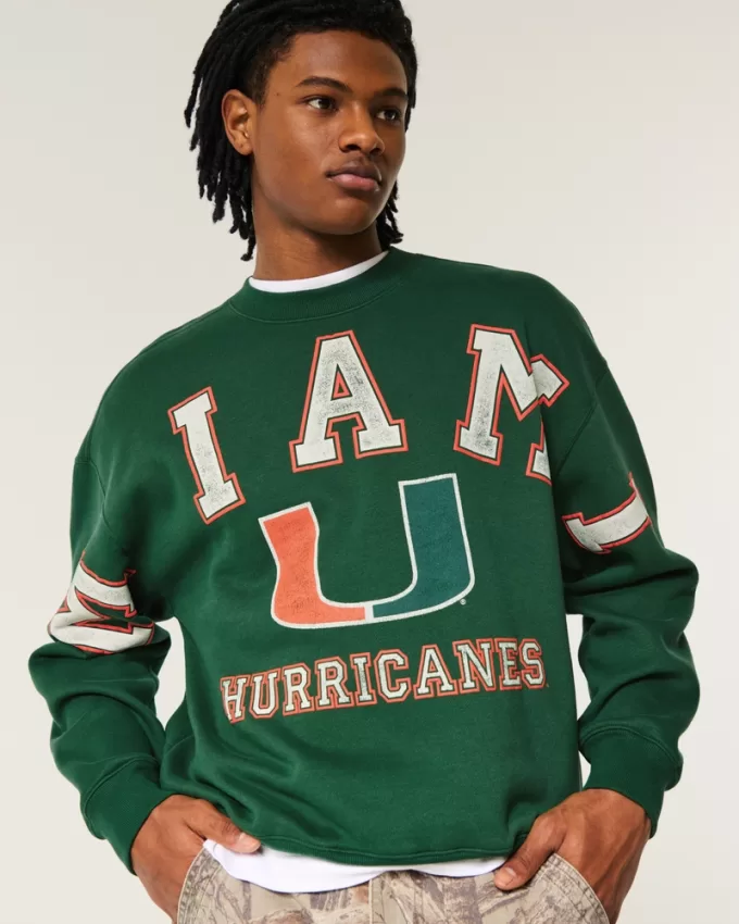 Boxy University of Miami Hurricanes Graphic Crew Sweatshirt,Boxy University of Miami Hurricanes Graphic Crew Sweatshirt Boxy University of Miami Hurricanes Graphic Crew Sweatshirt,Boxy University of Miami Hurricanes Graphic Crew Sweatshirt