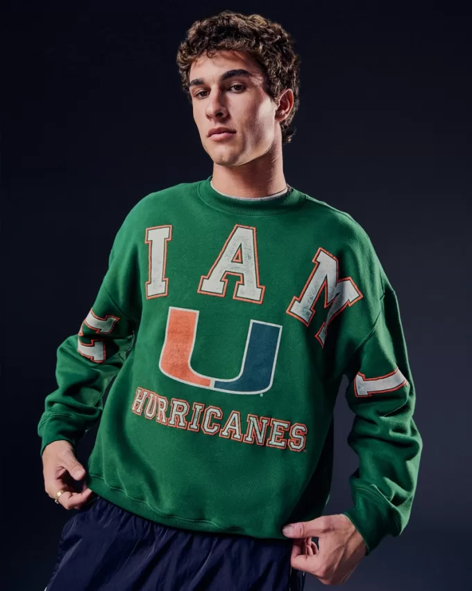 Boxy University of Miami Hurricanes Graphic Crew Sweatshirt,Boxy University of Miami Hurricanes Graphic Crew Sweatshirt Boxy University of Miami Hurricanes Graphic Crew Sweatshirt,Boxy University of Miami Hurricanes Graphic Crew Sweatshirt