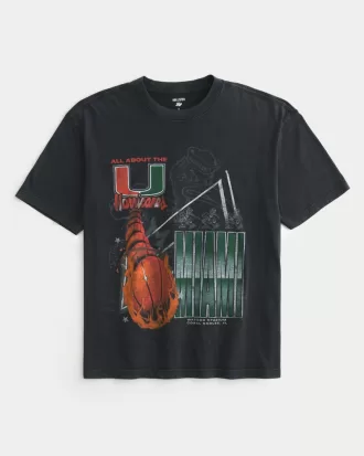 Boxy University of Miami Hurricanes Graphic Tee,Boxy University of Miami Hurricanes Graphic Tee