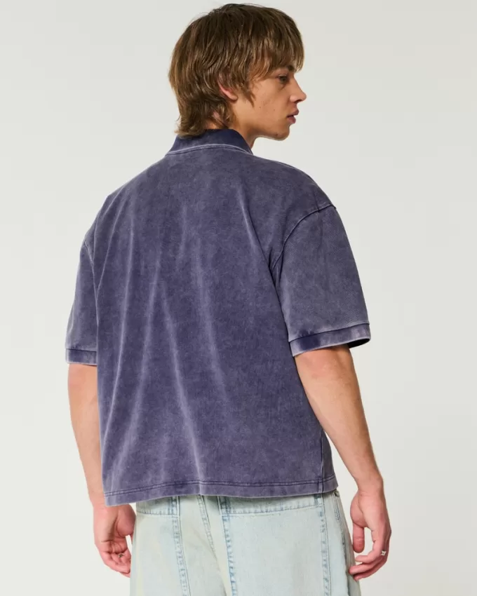 Boxy Washed Crop Polo,Boxy Washed Crop Polo Boxy Washed Crop Polo,Boxy Washed Crop Polo