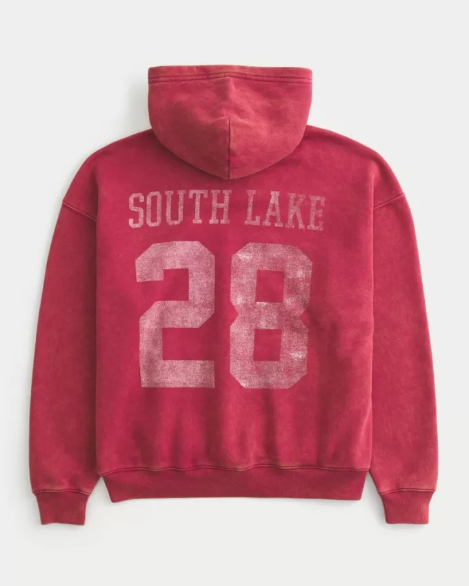 Boxy Washed Number Graphic Hoodie,Boxy Washed Number Graphic Hoodie