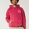 Boxy Washed Number Graphic Hoodie,Boxy Washed Number Graphic Hoodie