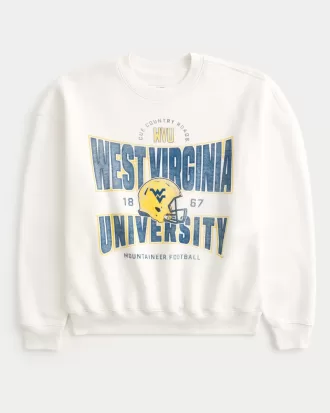 Boxy West Virginia University Graphic Crew Sweatshirt,Boxy West Virginia University Graphic Crew Sweatshirt