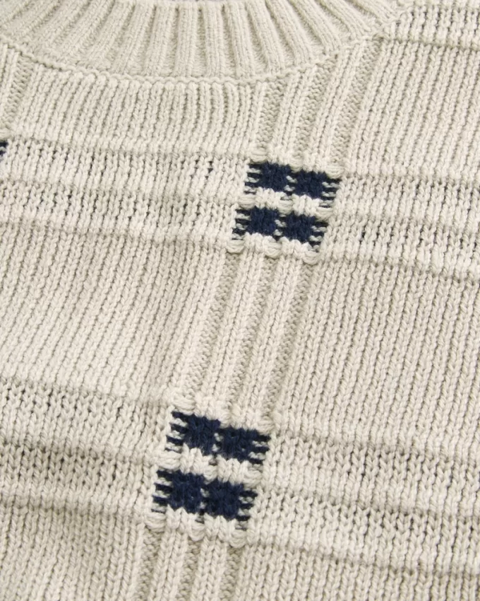 Boxy Windowpane Stitch Crew Sweater,Boxy Windowpane Stitch Crew Sweater Boxy Windowpane Stitch Crew Sweater,Boxy Windowpane Stitch Crew Sweater