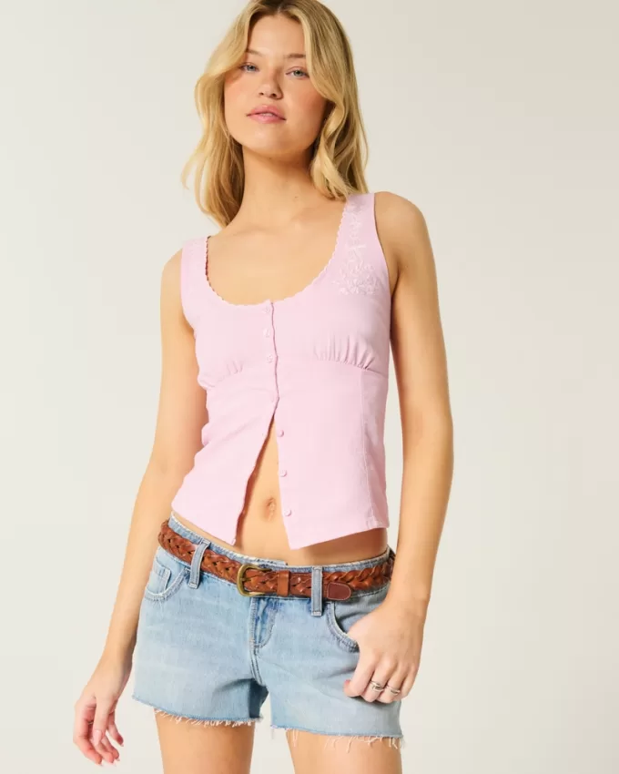 Button-Through Top,Button-Through Top Button-Through Top,Button-Through Top