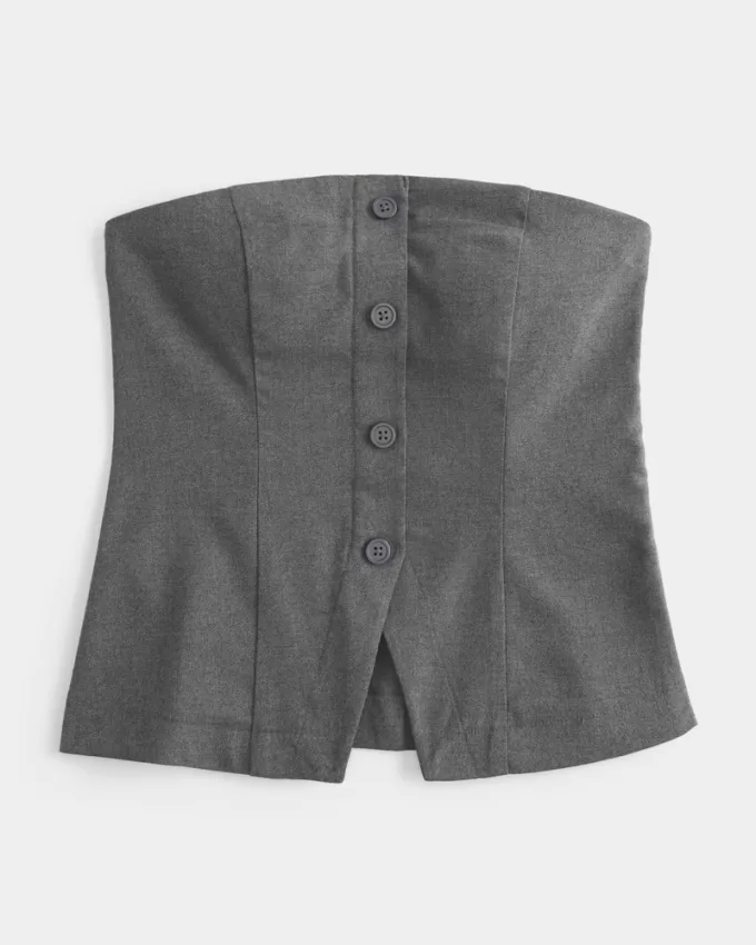 Button-Through Tube Top,Button-Through Tube Top Button-Through Tube Top,Button-Through Tube Top