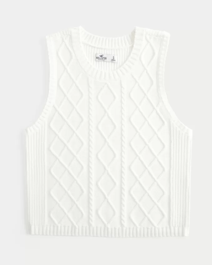 Cable-Knit Crew Sweater Vest,Cable-Knit Crew Sweater Vest