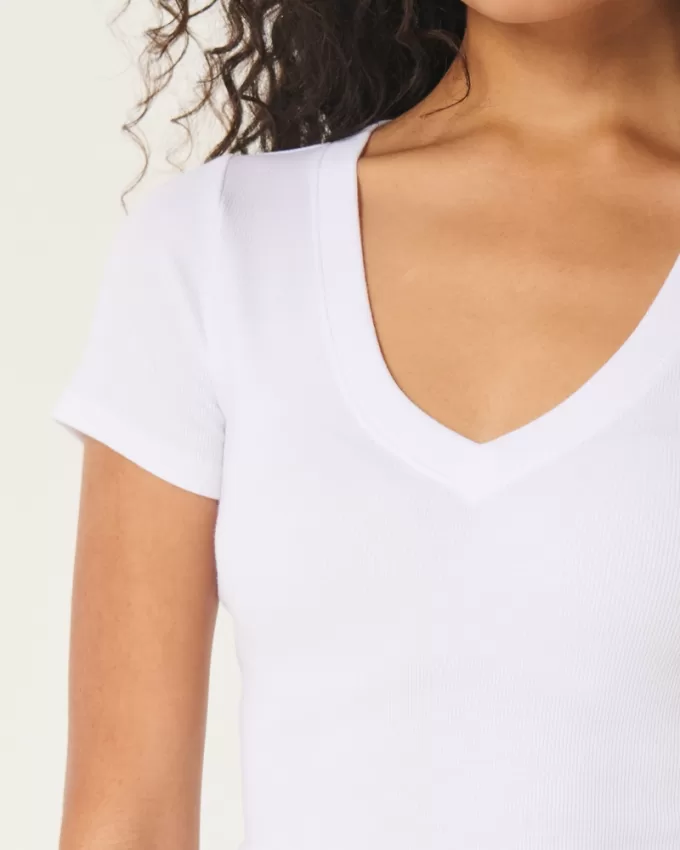 Cotton Blend V-Neck Baby Tee,Cotton Blend V-Neck Baby Tee Cotton Blend V-Neck Baby Tee,Cotton Blend V-Neck Baby Tee