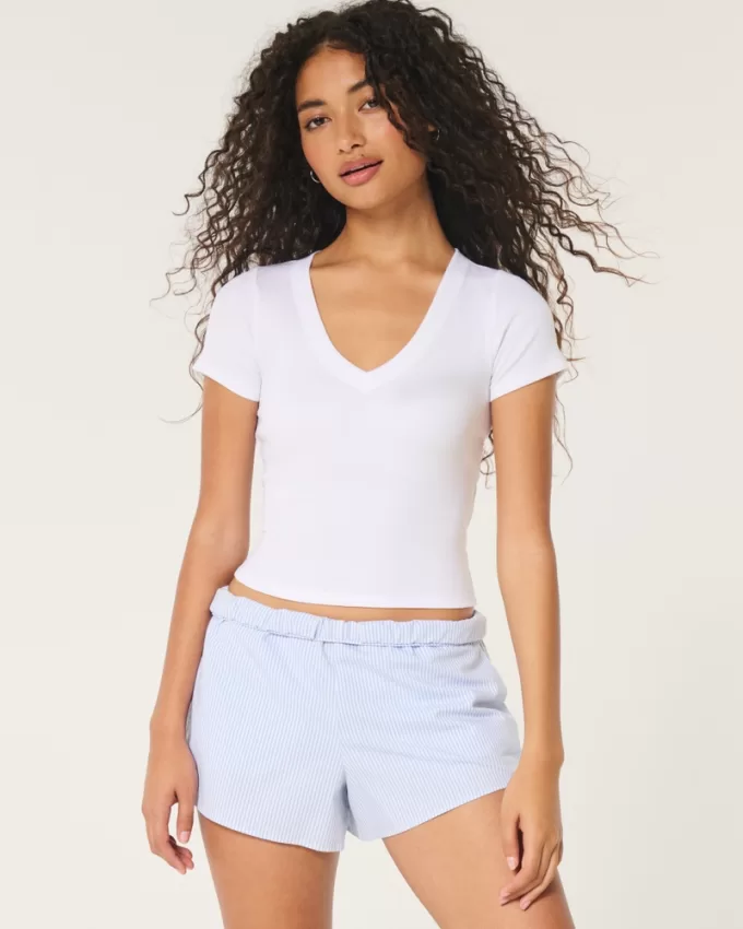 Cotton Blend V-Neck Baby Tee,Cotton Blend V-Neck Baby Tee Cotton Blend V-Neck Baby Tee,Cotton Blend V-Neck Baby Tee