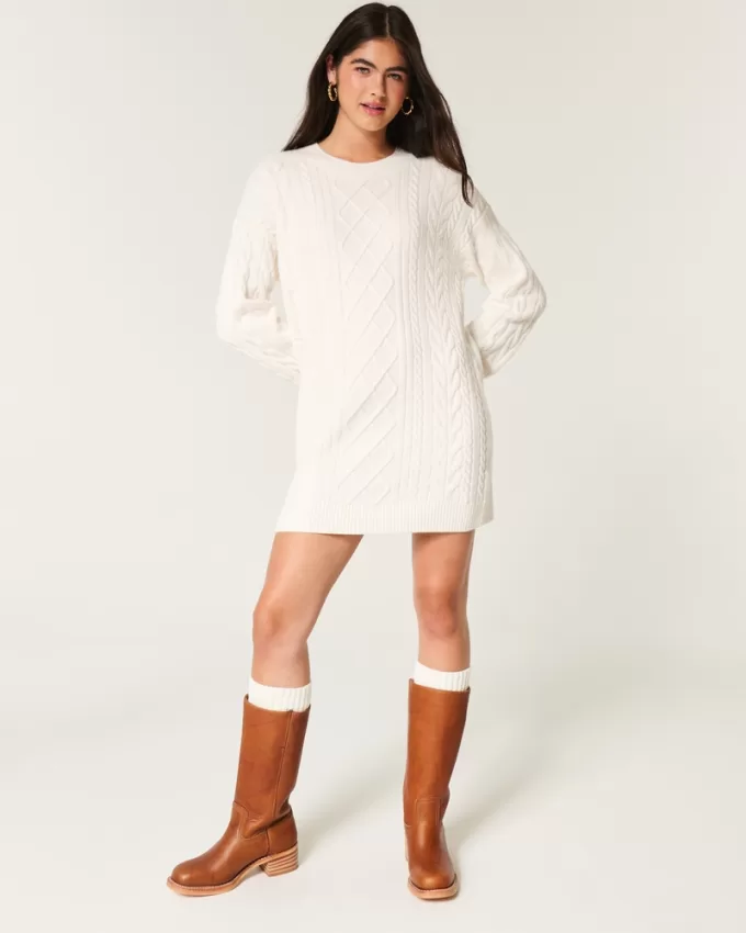 Cozy Cable-Knit Sweater Dress,Cozy Cable-Knit Sweater Dress