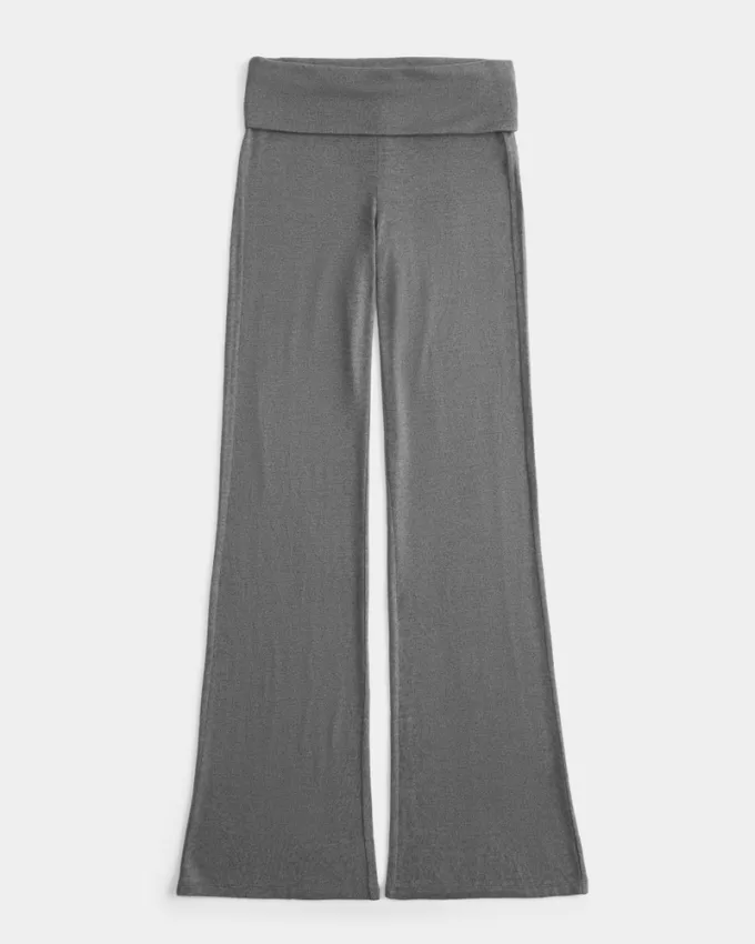 Cozy Knit Foldover Waist Flare Pants,Cozy Knit Foldover Waist Flare Pants