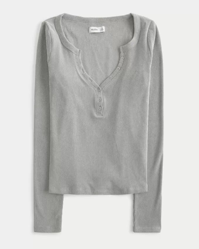 Cozy Ribbed Seamless Fabric Henley,Cozy Ribbed Seamless Fabric Henley Cozy Ribbed Seamless Fabric Henley,Cozy Ribbed Seamless Fabric Henley