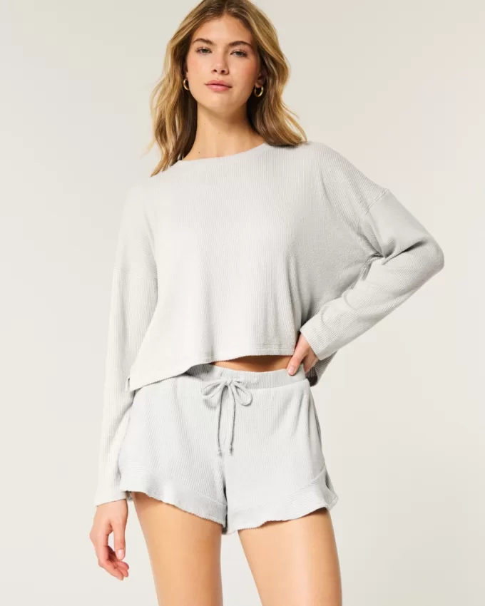 Cozy Ribbed Top & Shorts Set,Cozy Ribbed Top & Shorts Set