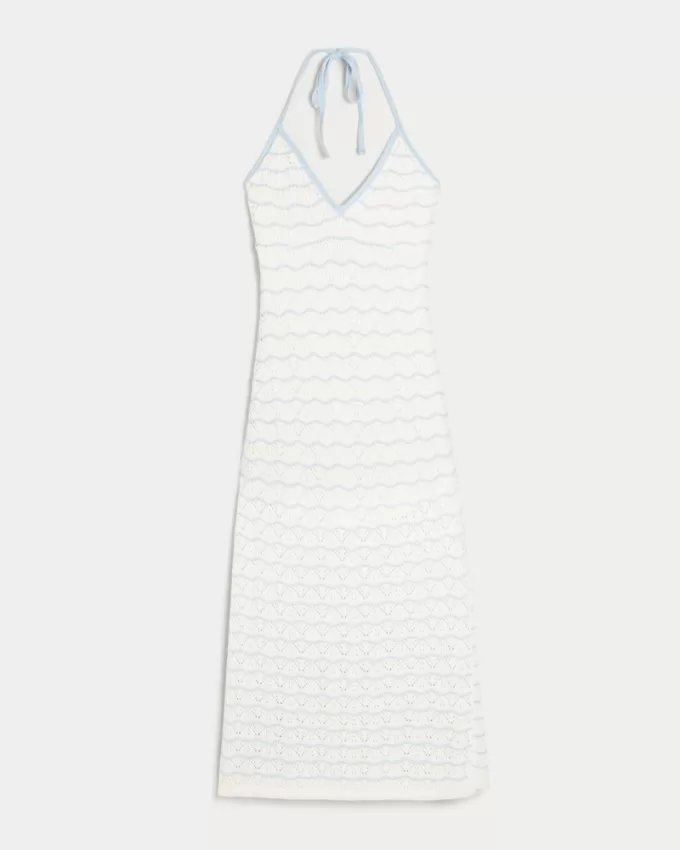 Crochet-Style Halter Midi Dress,Crochet-Style Halter Midi Dress Crochet-Style Halter Midi Dress,Crochet-Style Halter Midi Dress