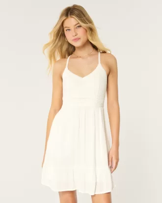 Crochet-Style Mix Mini Dress,Crochet-Style Mix Mini Dress