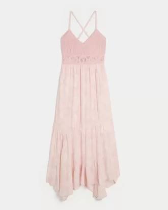 Crochet-Style Mix V-Neck Maxi Dress,Crochet-Style Mix V-Neck Maxi Dress Crochet-Style Mix V-Neck Maxi Dress,Crochet-Style Mix V-Neck Maxi Dress