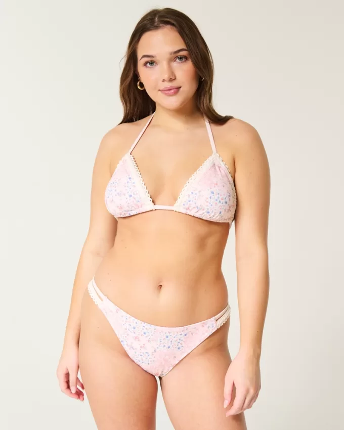 Crochet-Style Mixed High-Leg Cheeky Bikini Bottom,Crochet-Style Mixed High-Leg Cheeky Bikini Bottom