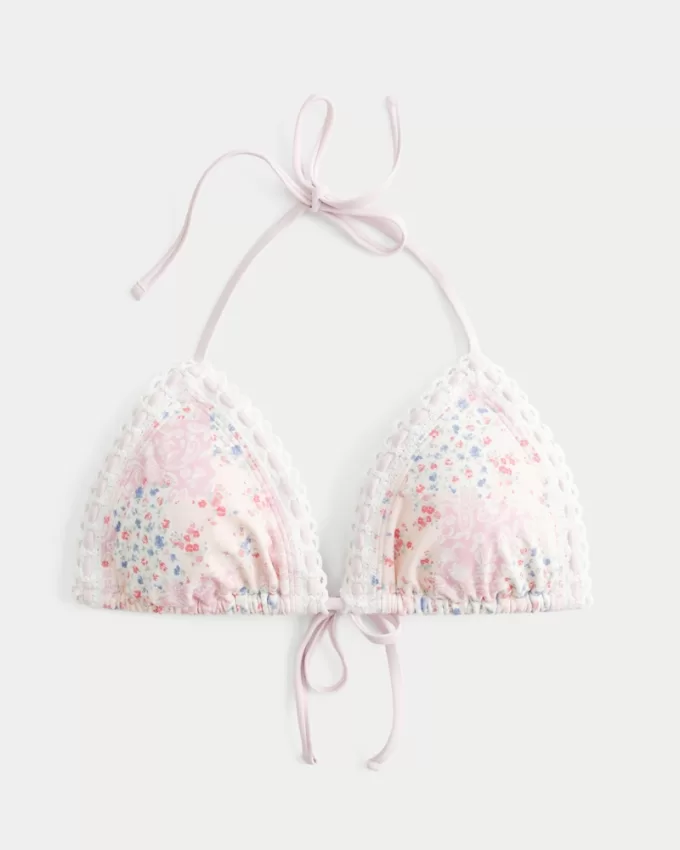 Crochet-Style Mixed Triangle Bikini Top,Crochet-Style Mixed Triangle Bikini Top Crochet-Style Mixed Triangle Bikini Top,Crochet-Style Mixed Triangle Bikini Top