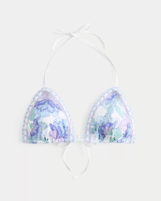 Crochet-Style Mixed Triangle Bikini Top,Crochet-Style Mixed Triangle Bikini Top Crochet-Style Mixed Triangle Bikini Top,Crochet-Style Mixed Triangle Bikini Top