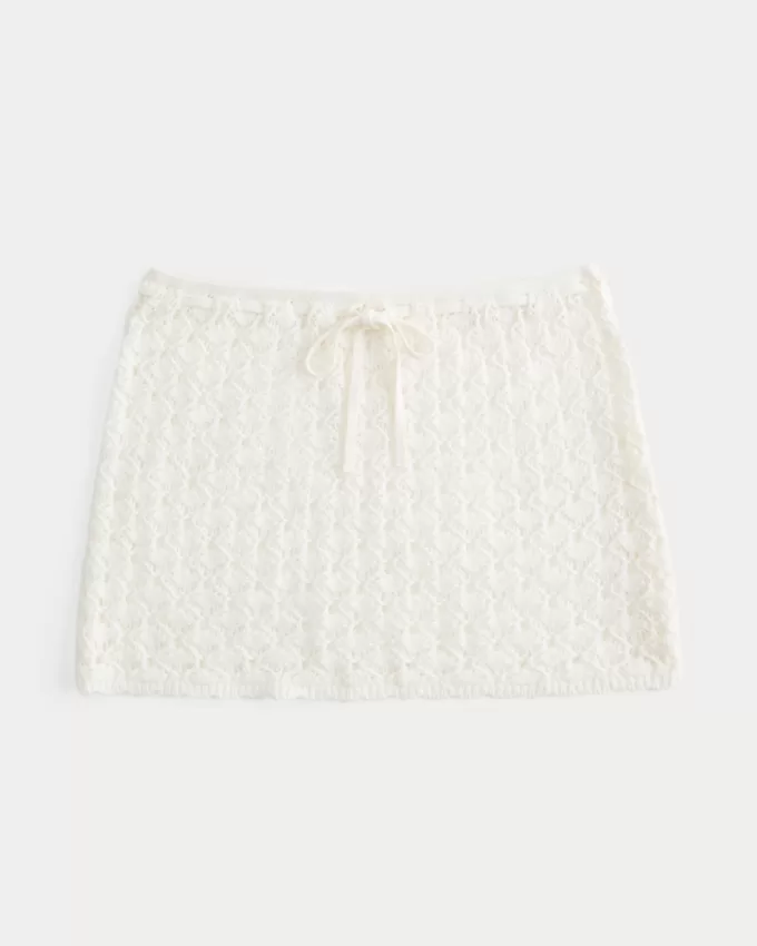 Crochet-Style Pull-On Cover Up Skirt,Crochet-Style Pull-On Cover Up Skirt