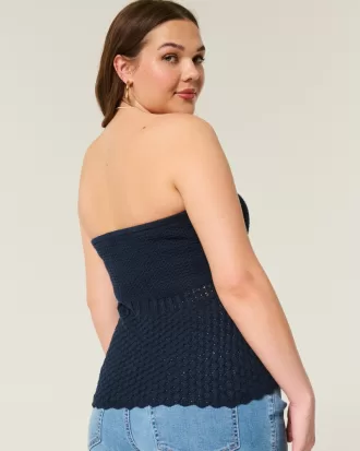 Crochet-Style Sweater Tube Top,Crochet-Style Sweater Tube Top Crochet-Style Sweater Tube Top,Crochet-Style Sweater Tube Top