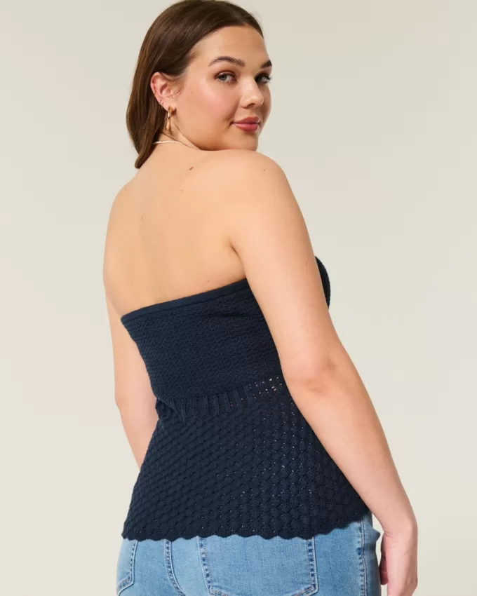 Crochet-Style Sweater Tube Top,Crochet-Style Sweater Tube Top