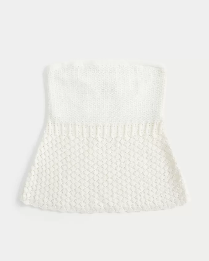 Crochet-Style Sweater Tube Top,Crochet-Style Sweater Tube Top Crochet-Style Sweater Tube Top,Crochet-Style Sweater Tube Top