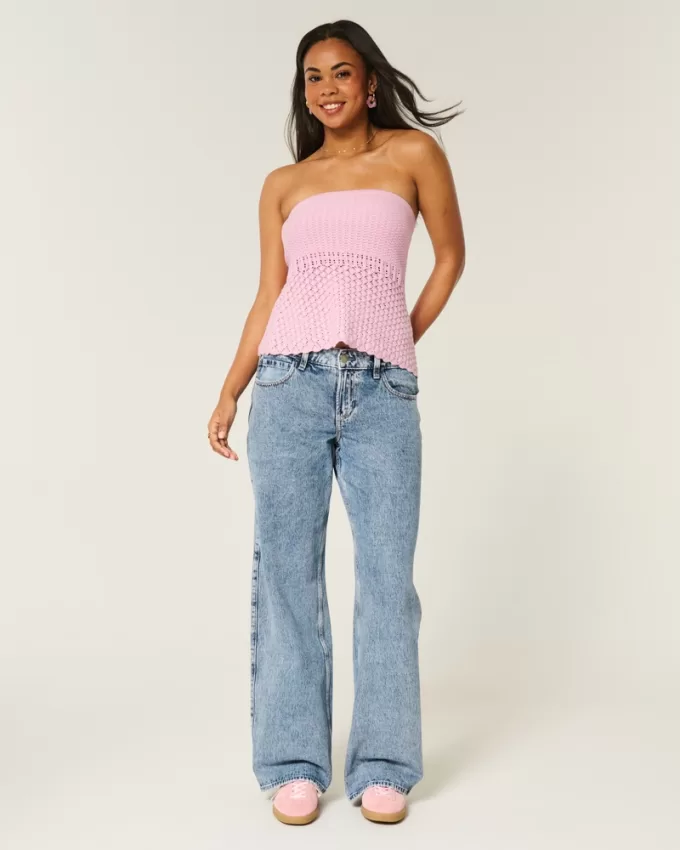 Crochet-Style Sweater Tube Top,Crochet-Style Sweater Tube Top