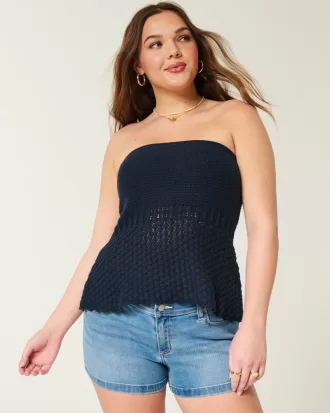 Crochet-Style Sweater Tube Top,Crochet-Style Sweater Tube Top Crochet-Style Sweater Tube Top,Crochet-Style Sweater Tube Top
