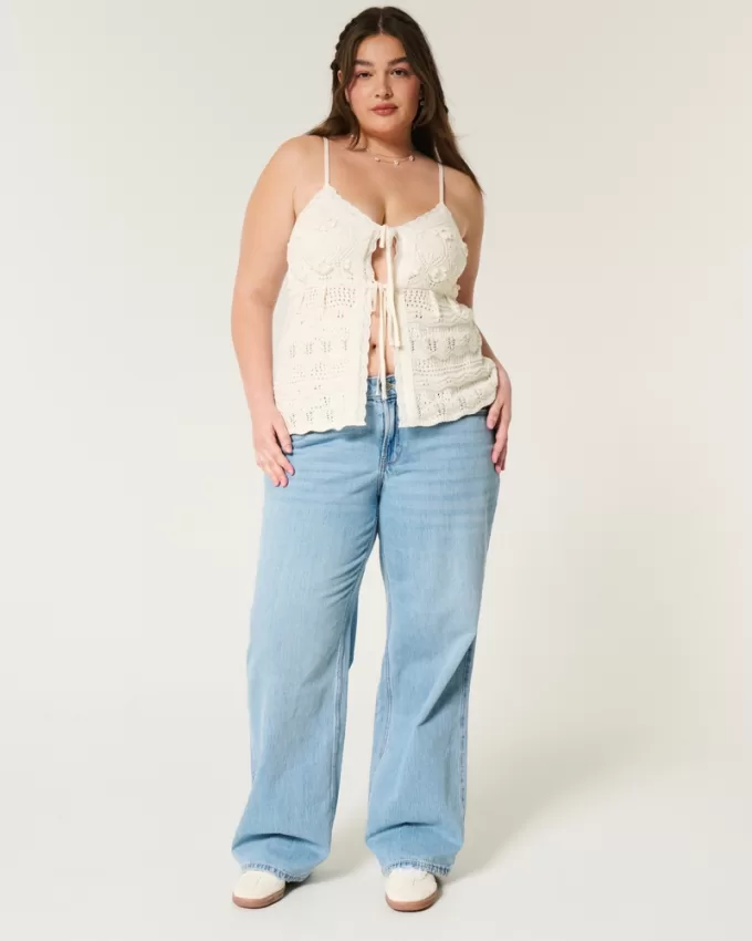 Crochet-Style Tie-Front Sweater Tank,Crochet-Style Tie-Front Sweater Tank