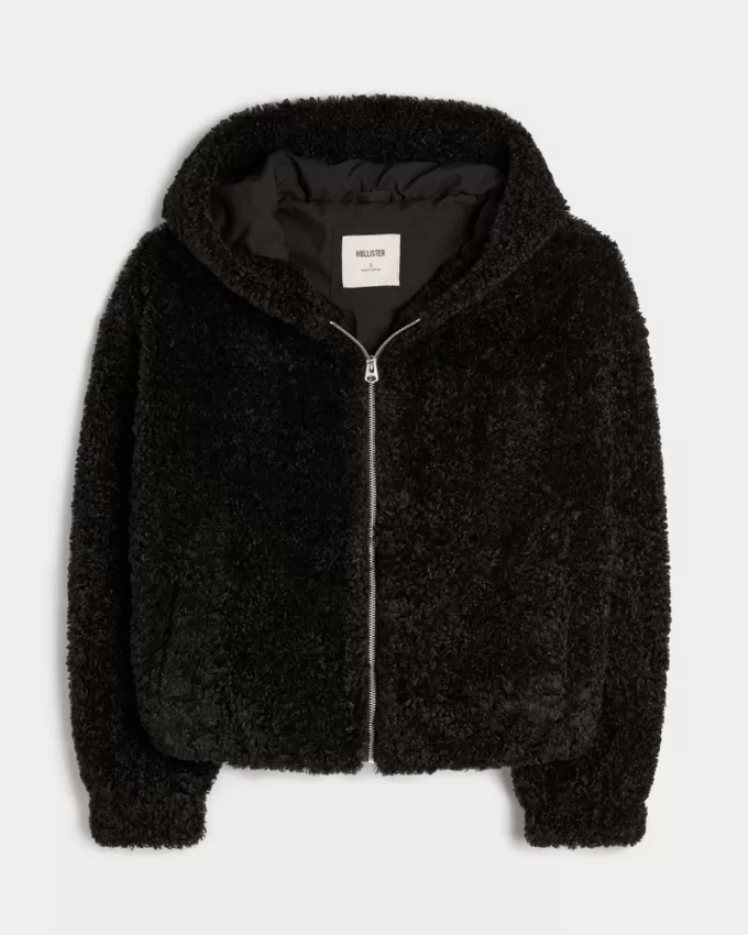 Curly Faux Fur Zip-Up Jacket,Curly Faux Fur Zip-Up Jacket Curly Faux Fur Zip-Up Jacket,Curly Faux Fur Zip-Up Jacket