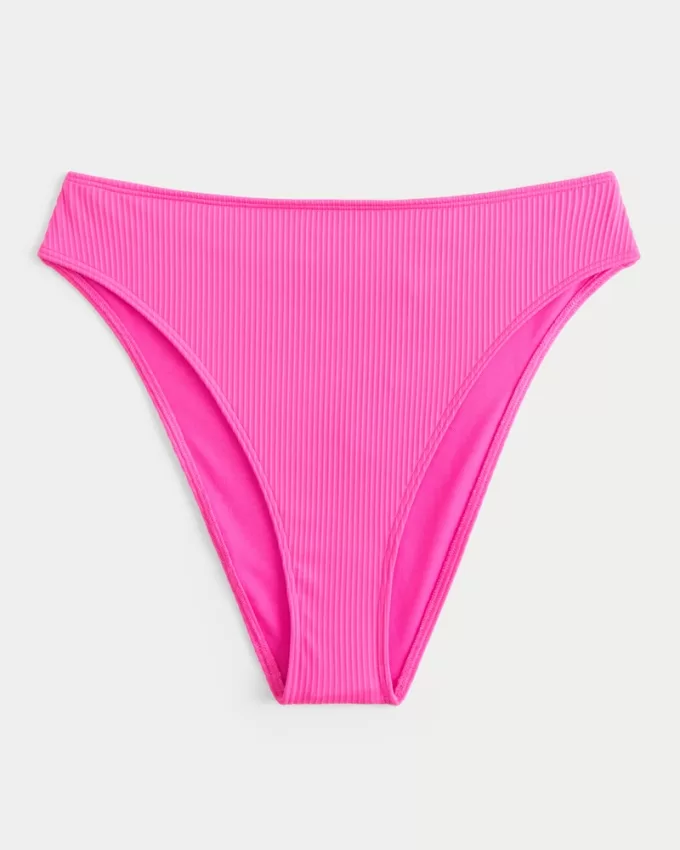 Curvy High-Leg High-Waist Ribbed Cheeky Bikini Bottom,Curvy High-Leg High-Waist Ribbed Cheeky Bikini Bottom