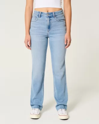 Curvy High-Rise Light Wash Straight Jeans,Curvy High-Rise Light Wash Straight Jeans