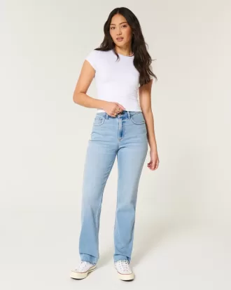 Curvy High-Rise Light Wash Straight Jeans,Curvy High-Rise Light Wash Straight Jeans