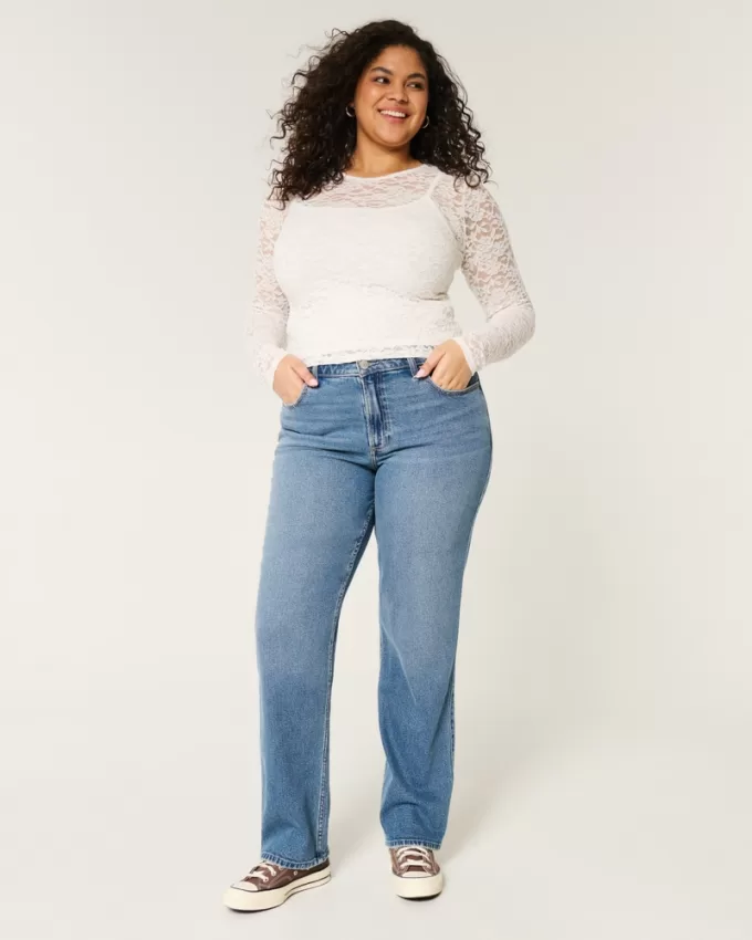 Curvy High-Rise Medium Wash Straight Jeans,Curvy High-Rise Medium Wash Straight Jeans Curvy High-Rise Medium Wash Straight Jeans,Curvy High-Rise Medium Wash Straight Jeans