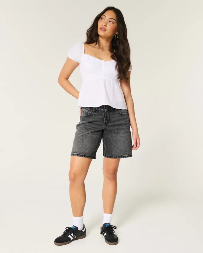 Curvy Low-Rise Washed Black Baggy Jort,Curvy Low-Rise Washed Black Baggy Jort Curvy Low-Rise Washed Black Baggy Jort,Curvy Low-Rise Washed Black Baggy Jort