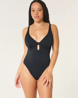 Curvy Ribbed One-Piece Swimsuit,Curvy Ribbed One-Piece Swimsuit