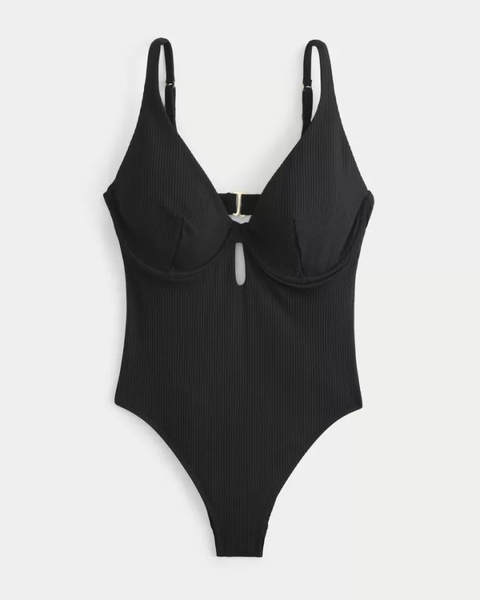 Curvy Ribbed One-Piece Swimsuit,Curvy Ribbed One-Piece Swimsuit