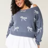 Easy Bow Graphic Off-the-Shoulder Sweater,Easy Bow Graphic Off-the-Shoulder Sweater Easy Bow Graphic Off-the-Shoulder Sweater,Easy Bow Graphic Off-the-Shoulder Sweater