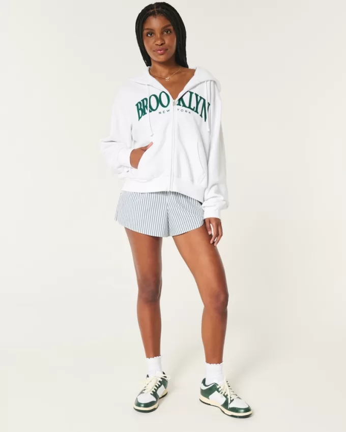 Easy Brooklyn New York Graphic Zip-Up Hoodie,Easy Brooklyn New York Graphic Zip-Up Hoodie