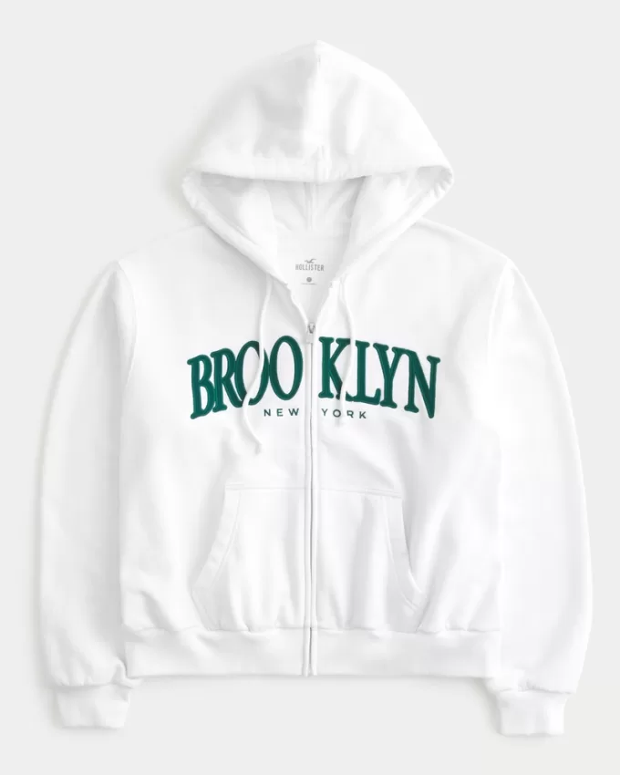 Easy Brooklyn New York Graphic Zip-Up Hoodie,Easy Brooklyn New York Graphic Zip-Up Hoodie